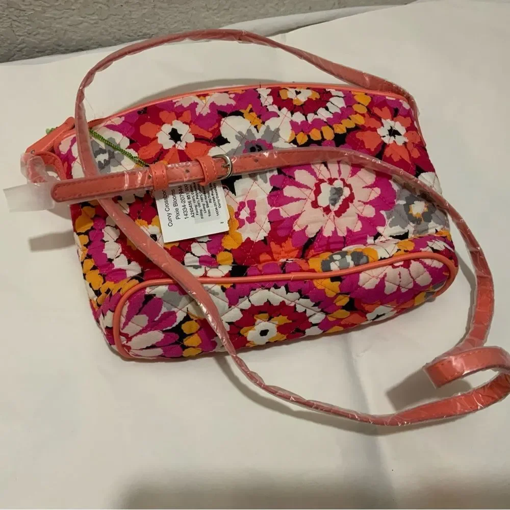 New Vera Bradley Pixie Blooms Shoulder Bag curvy crossbody Discontinued